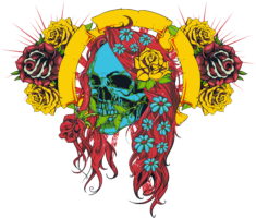Skull and flowers tattoo