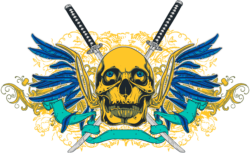 A skull with wings