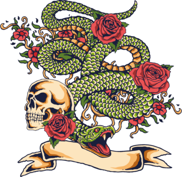 Skull and snake tattoo