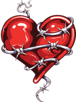 Tattoo, heart in barbed wire