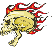 Tattoo, skull on fire